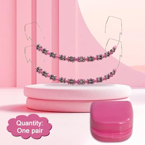 panthra Fake Braces 2Pcs Set Temporary Tooth Decoration with Metal Wires Metal Brackets and Orthodontic Bands Suitable for Orthodontists to Explain for Dental Students to Practice Pink - Image 5