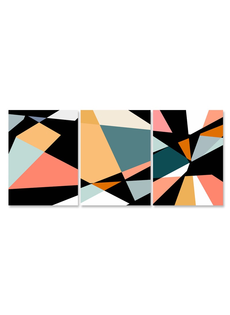 Marktna - Set Of 3 Framed Canvas Wall Arts Stretched Over Wooden Frame with an Abstract Design - Image 1