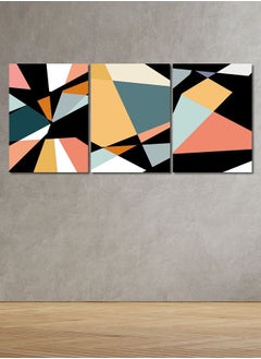 Set Of 3 Framed Canvas Wall Arts Stretched Over Wooden Frame with an Abstract Design