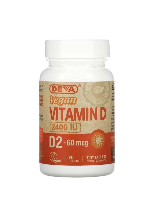 Deva Vegan Vitamin D D2 60 mcg 2400 IU 90 Tablets - Image 1
