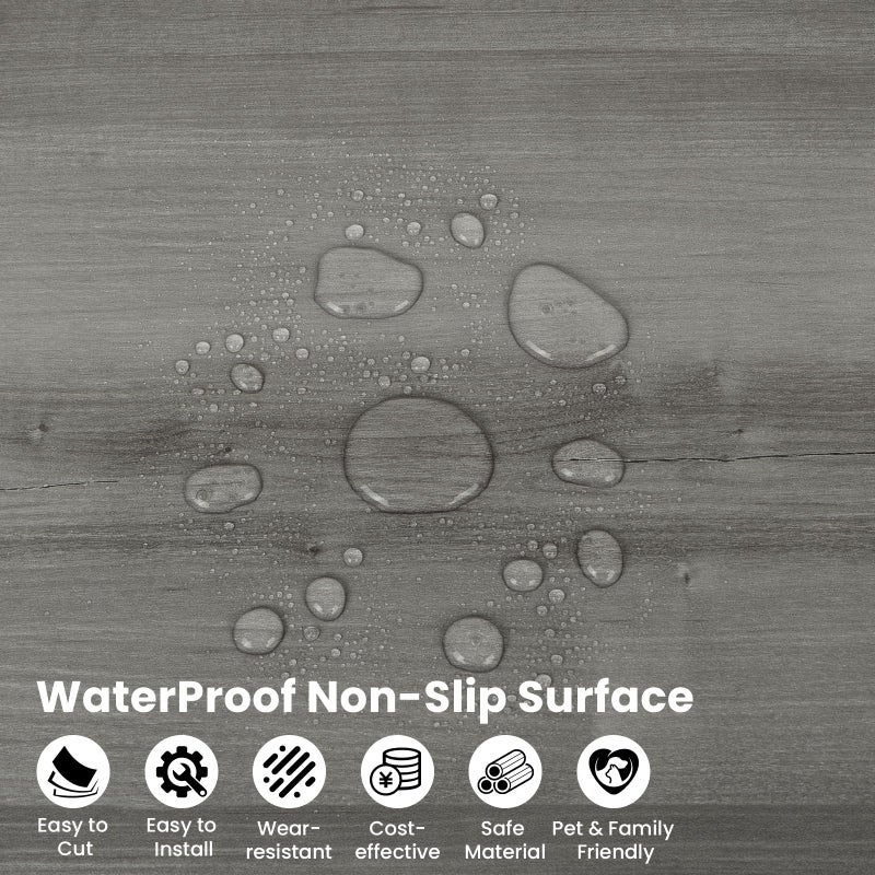 Dureidos Peel and Stick Floor Tile, 10-Pack 15 Sq.Ft, Natural Grey Wood Grain Look, Self Adhesive and Waterproof for Transfer Bathroom, Kitchen, Living Room, Bedroom - Image 3
