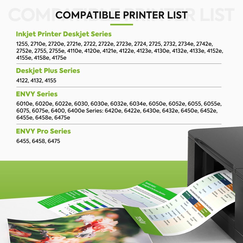 TESEN 67XL Black/Color Remanufactured Ink Cartridge Replacement for HP Ink 67 67XL Printer Ink use for DeskJet 2700 2700e 2755e 2855e 2800 4155e 4255e 4100 Envy 6400 6055 6055e 6455e Printer 2-Pack - Image 2