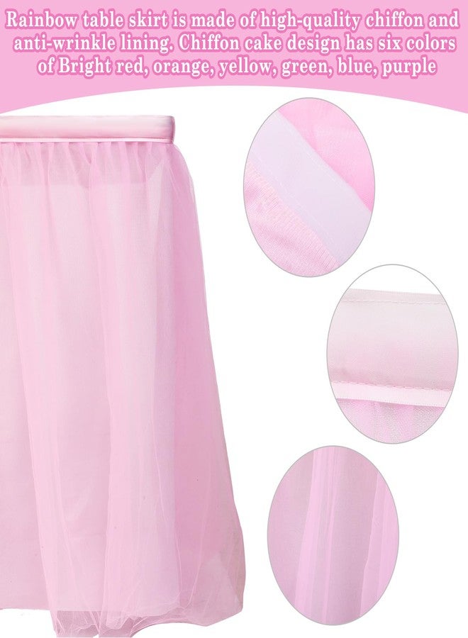 Tioncy 6 ft Pink Tulle Table Skirt for Teacher Desk Classroom Tulle Desk Skirts Tutu Cloth for Rectangle Table for Theme Party Classroom Decorations Birthday Baby Shower Supplies - Image 3