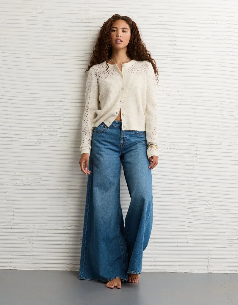 American Eagle AE Knit Lace Cardigan