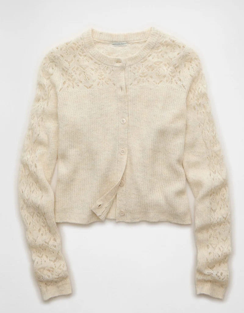 American Eagle AE Knit Lace Cardigan