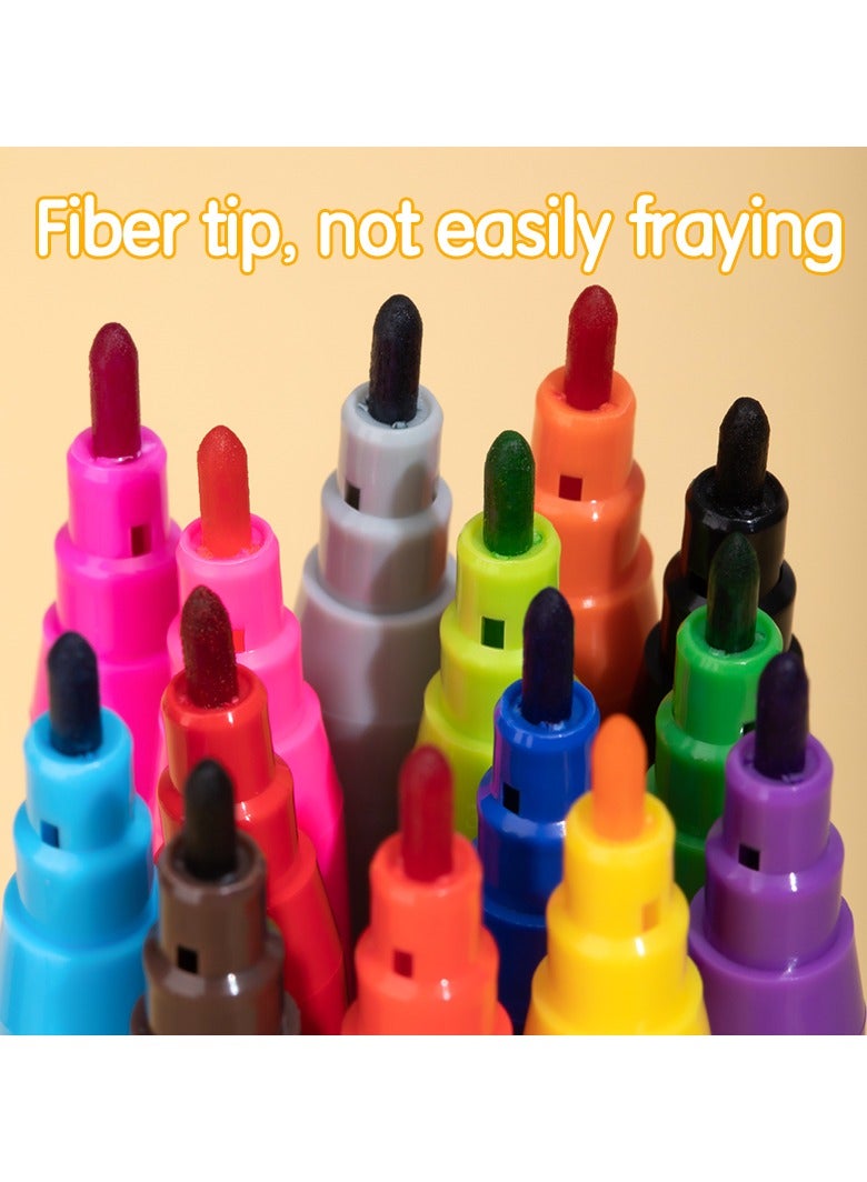 Deli EC10003 COLORUN Washable Felt Pen, Round Barrel, Fiber Conical Tip 1.0-1.2mm, 12 Colors - Image 5