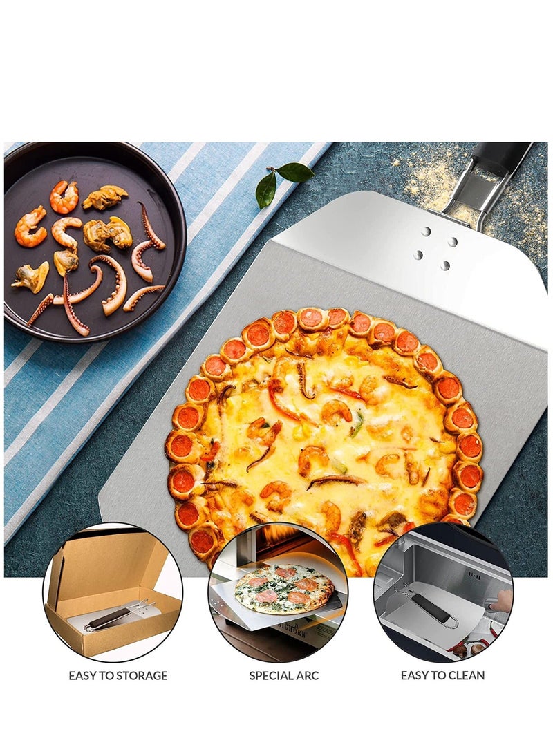 Y&D Pizza Turning Peel Shovel Lightweight Premium Metal Blade for Oven Paddle Stainless Steel Home Kitchen Restaurant Baking Cake 13 x 9.5 inch  - Image 2