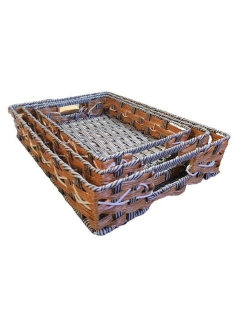 Set of 3 Multifunctional Rattan Tray food Container