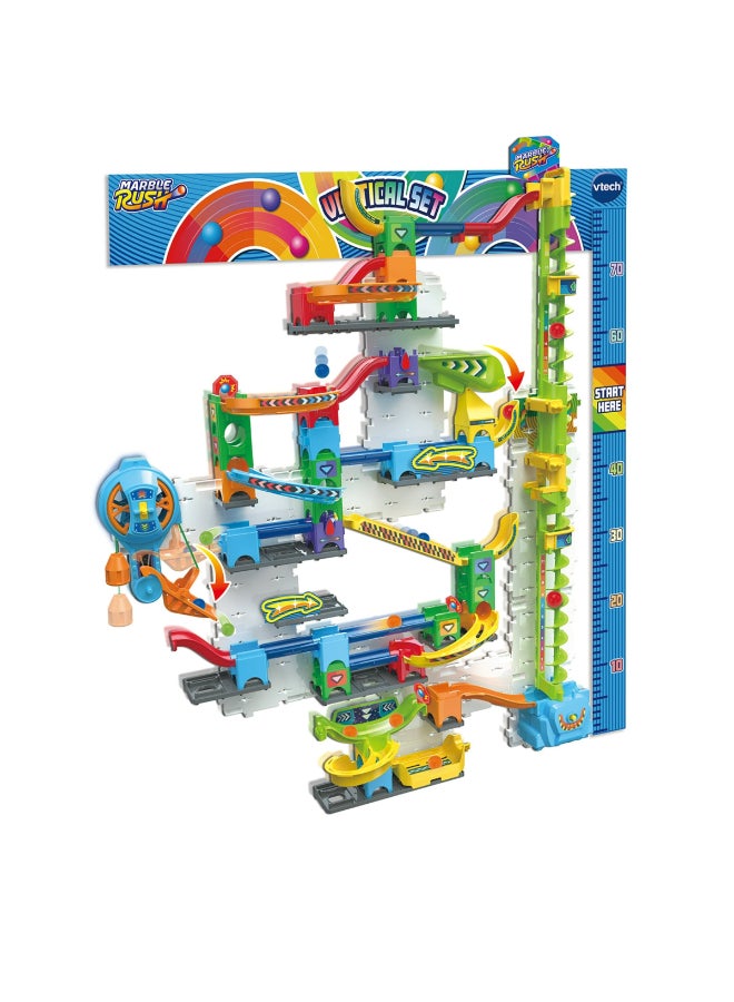 vtech Marble Rush Free Fall Vertical Set with Motorized Lift, 84 Pieces & 10 Marbles - Image 1