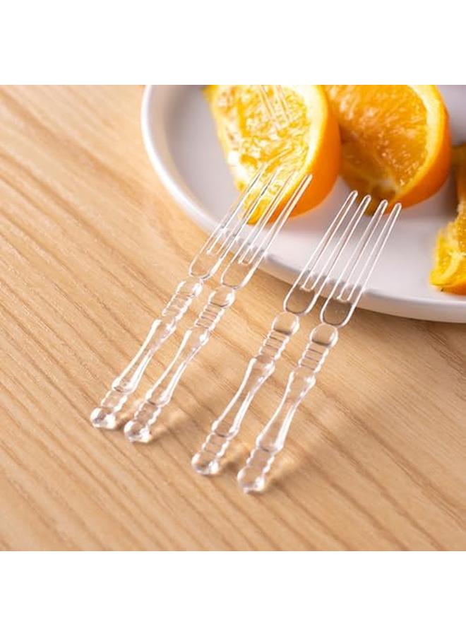 ECVV 150 Pcs Disposable Plastic Fruit Forks Mini Cake Forks Tasting Appetizer Cocktail Forks Picks Small Dessert Food Picks Sticks 150Pcs - Image 4