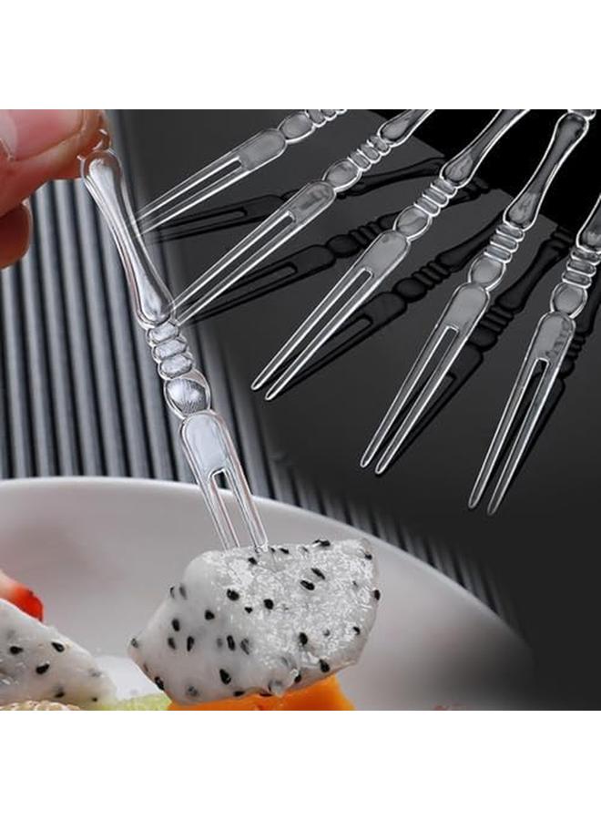 ECVV 150 Pcs Disposable Plastic Fruit Forks Mini Cake Forks Tasting Appetizer Cocktail Forks Picks Small Dessert Food Picks Sticks 150Pcs - Image 3