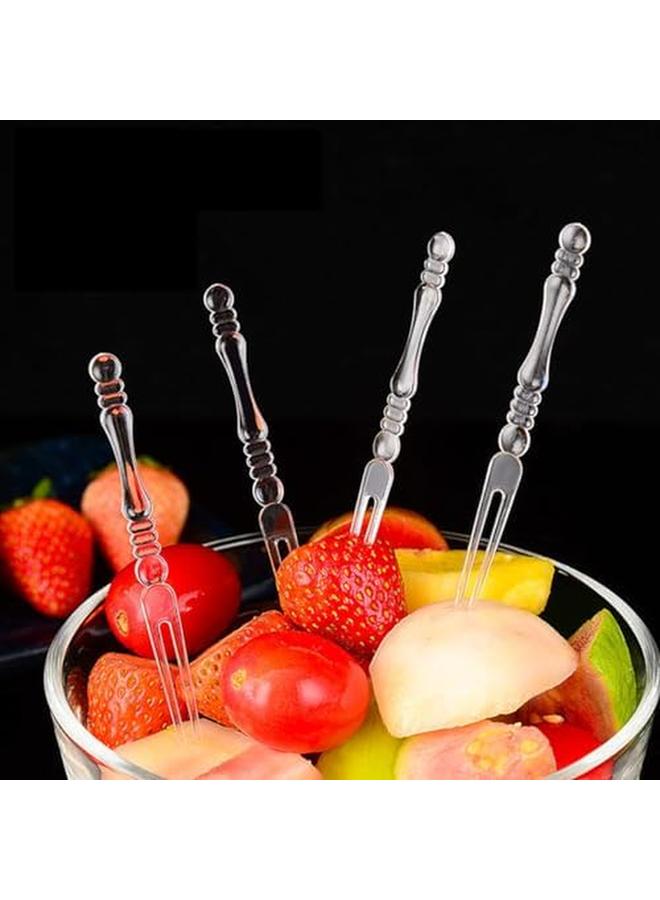 ECVV 150 Pcs Disposable Plastic Fruit Forks Mini Cake Forks Tasting Appetizer Cocktail Forks Picks Small Dessert Food Picks Sticks 150Pcs - Image 2
