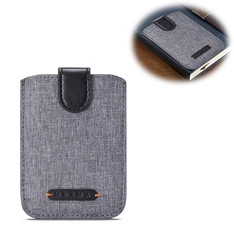 Aputue حامل بطاقة الهاتف مع حجب RFID، 5 فتحات بطاقات و جيب نقدي، حقيبة جلد قماش للهواتف الذكية، أسود - Image 1