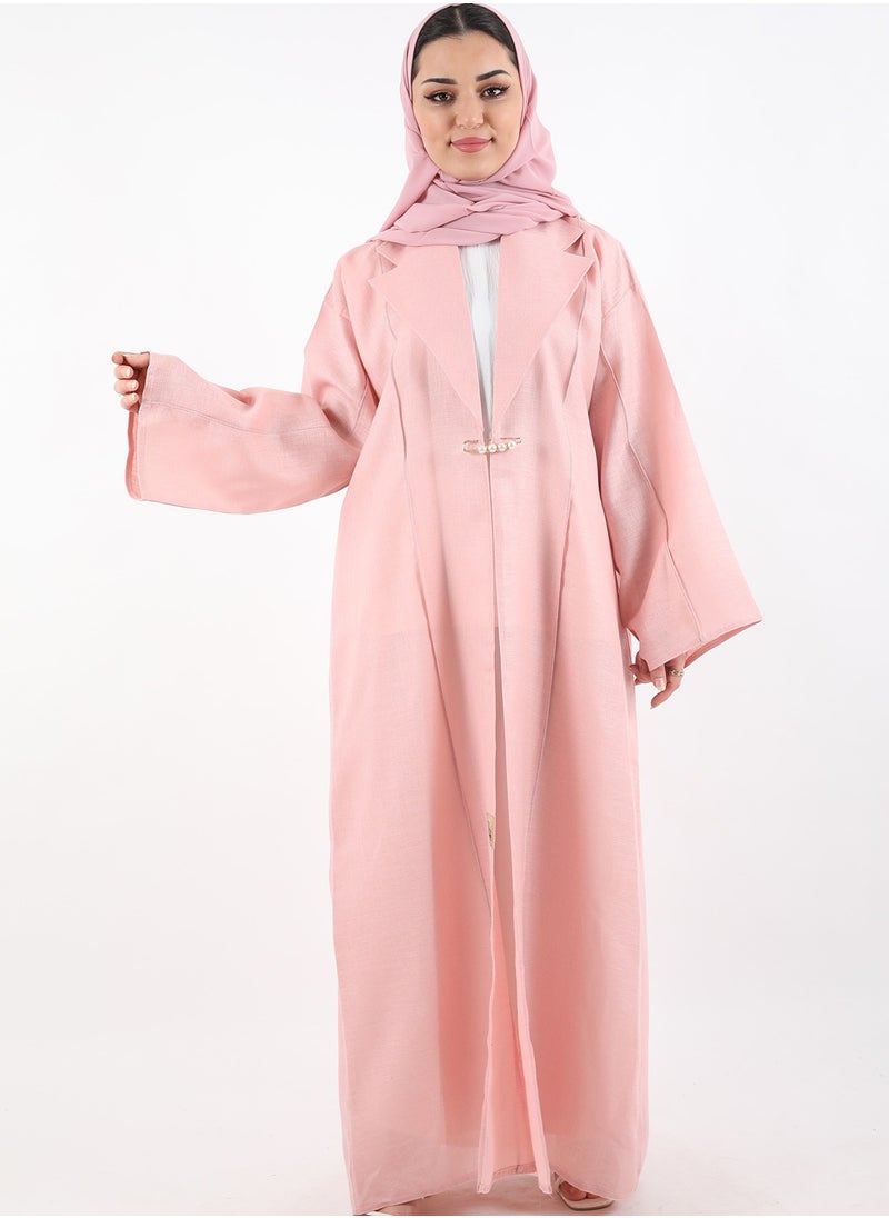 Generic - Indian linen fabric Hala Express Abayas, pink color - Image 1