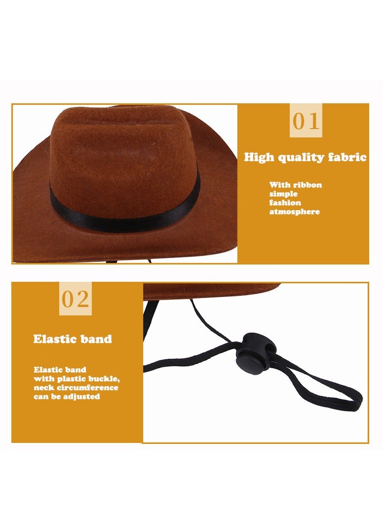 Pet Cowboy Hat and Bandana Scarf - Western Cowboy Costume Accessories for Dogs and Cats, Set of 2 - Image 4