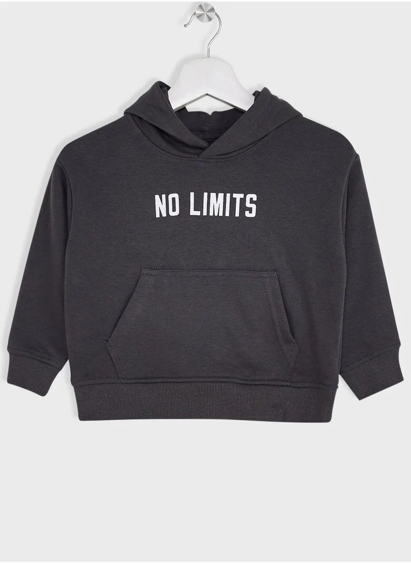 Ripples Boys Basic Slogan Printing Hoodie And Jogger Set