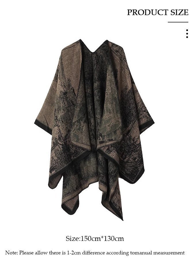 DUNISO وشاح دافئ للنساء، شالات لغرف مكيفة، شال من الكشمير الصناعي، وشاح مطبوع من الجانبين، وشاحات عصرية، كيب شال خارجي لملابس المساء والاستخدام اليومي، الخريف والشتاء - Image 2