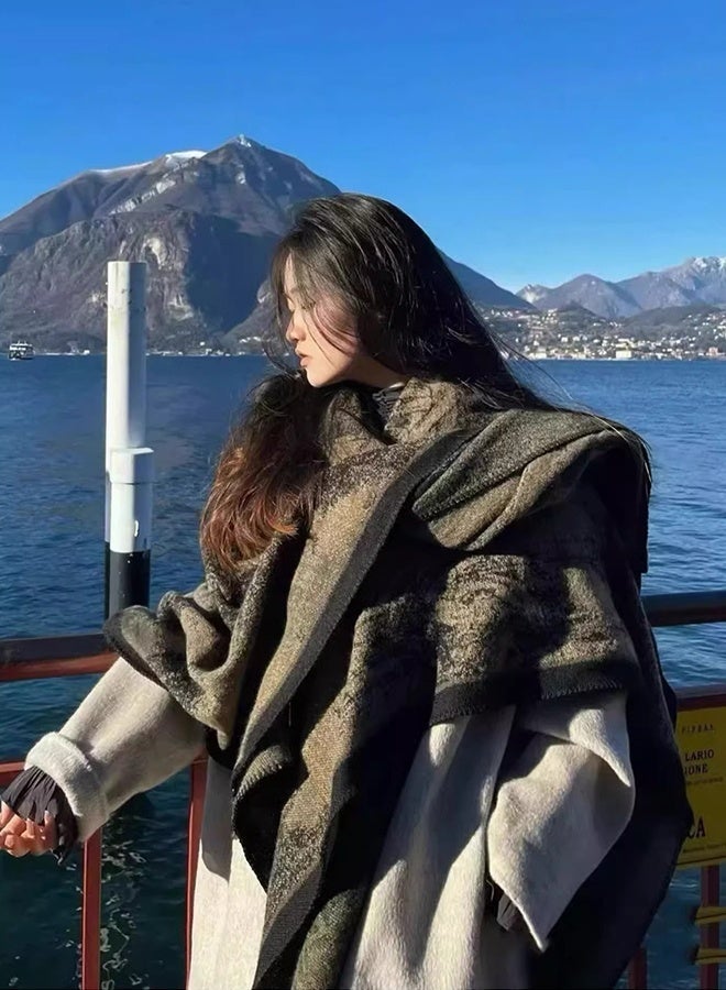 DUNISO وشاح دافئ للنساء، شالات لغرف مكيفة، شال من الكشمير الصناعي، وشاح مطبوع من الجانبين، وشاحات عصرية، كيب شال خارجي لملابس المساء والاستخدام اليومي، الخريف والشتاء - Image 1