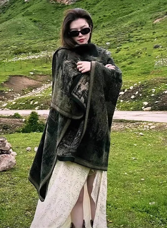 DUNISO وشاح دافئ للنساء، شالات لغرف مكيفة، شال من الكشمير الصناعي، وشاح مطبوع من الجانبين، وشاحات عصرية، كيب شال خارجي لملابس المساء والاستخدام اليومي، الخريف والشتاء - Image 4