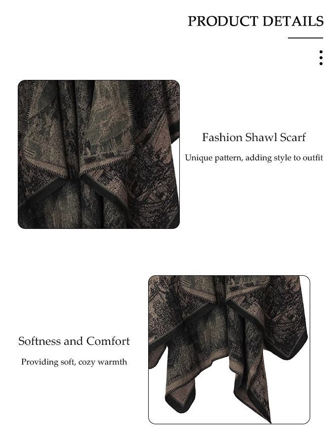 DUNISO وشاح دافئ للنساء، شالات لغرف مكيفة، شال من الكشمير الصناعي، وشاح مطبوع من الجانبين، وشاحات عصرية، كيب شال خارجي لملابس المساء والاستخدام اليومي، الخريف والشتاء - Image 3