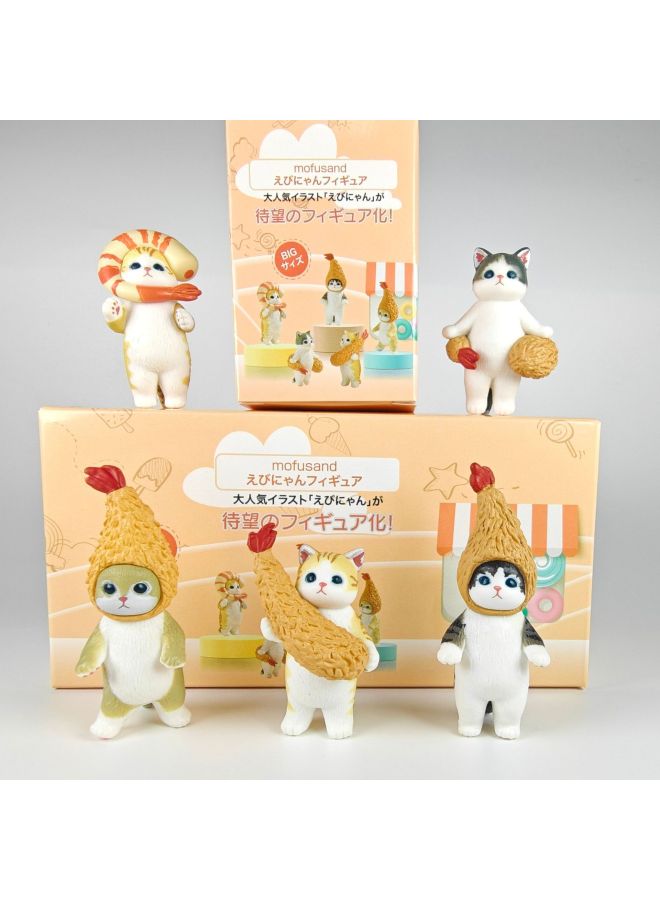 Eikoh Box Egg Mofusand Cat Shark Bee Cat Cos Hamburger Shark Cat Blind Box Collection Model Ornaments-Color:6th Generation Slide Cat (4 Models)  - Image 4