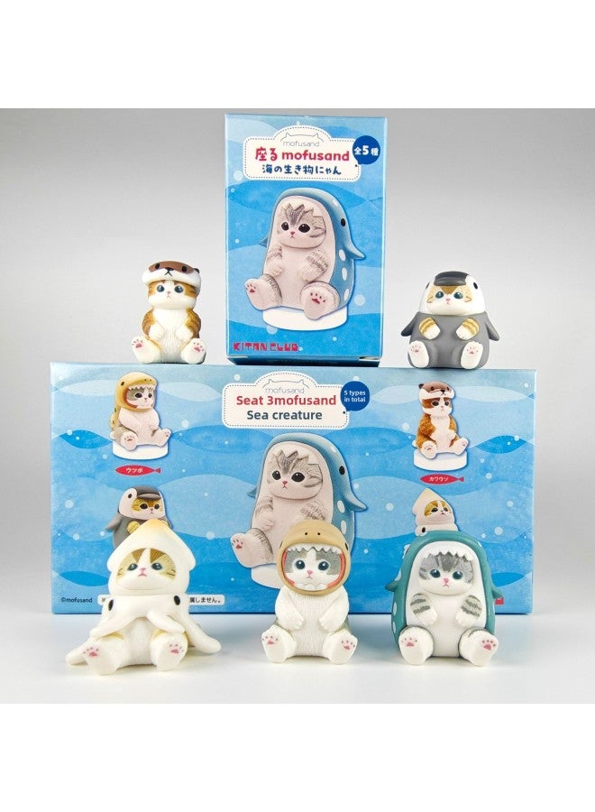 Eikoh Box Egg Mofusand Cat Shark Bee Cat Cos Hamburger Shark Cat Blind Box Collection Model Ornaments-Color:6th Generation Slide Cat (4 Models)  - Image 3