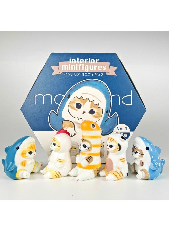 Eikoh Box Egg Mofusand Cat Shark Bee Cat Cos Hamburger Shark Cat Blind Box Collection Model Ornaments-Color:6th Generation Slide Cat (4 Models)  - Image 2
