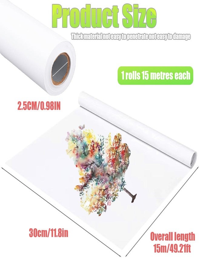 Huakaile لفة ورق قماشية طويلة 11.8" × 590" (49 قدم)، ورق لوح إعلانات أبيض كبير، ورق فني مقاوم للتلاشي للف الهدايا والرسم والحرف والملصقات واللافتات والتتبع (لفة واحدة) - Image 2