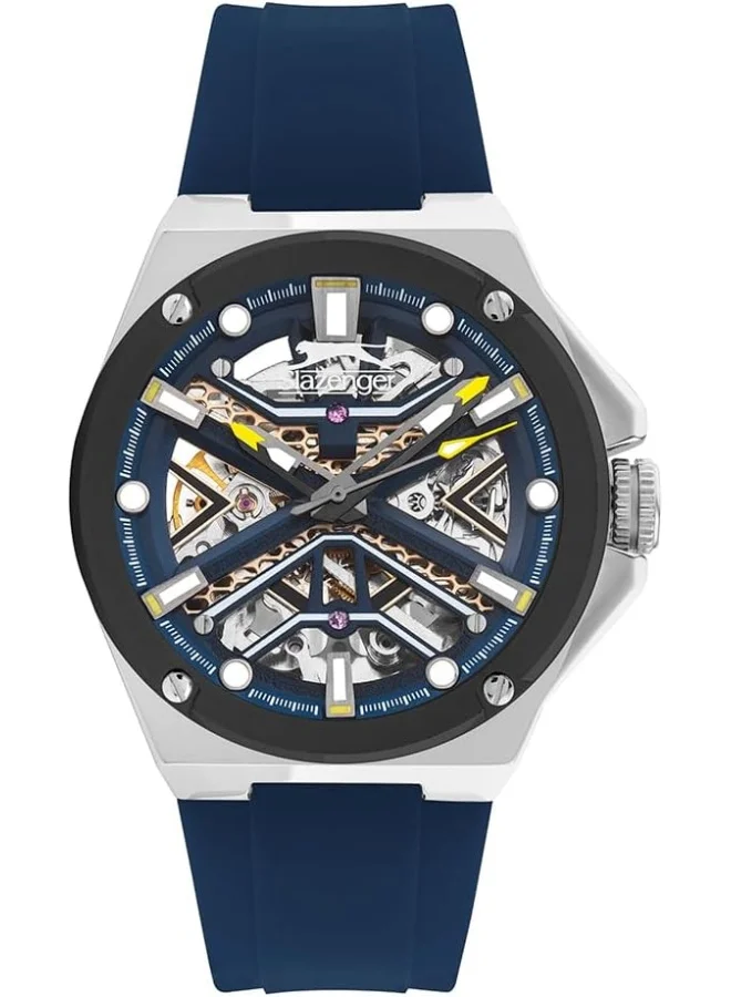 Slazenger SLAZENGER Men's G3265ZH Movement Watch, Automatic Display and Silicone Strap - SL.9.2265.1.04, Blue