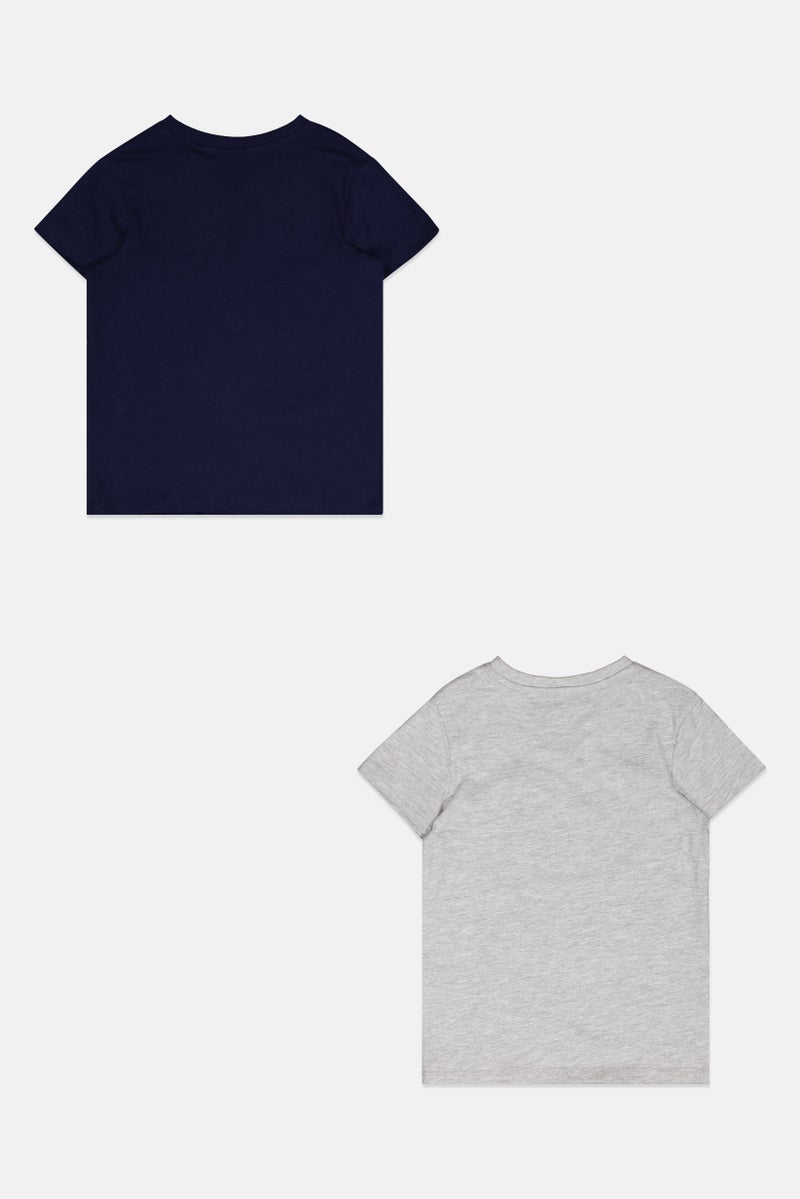 English Laundry Toddlers Boy 3 Pcs V-Neck Short Sleeves Heather T-Shirt Set, Multicolor  - Image 2