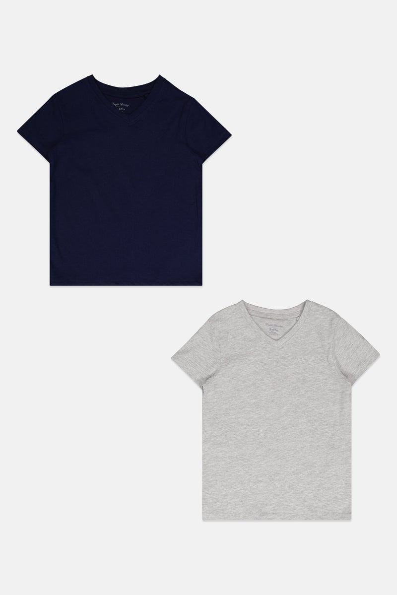 English Laundry Toddlers Boy 3 Pcs V-Neck Short Sleeves Heather T-Shirt Set, Multicolor  - Image 5