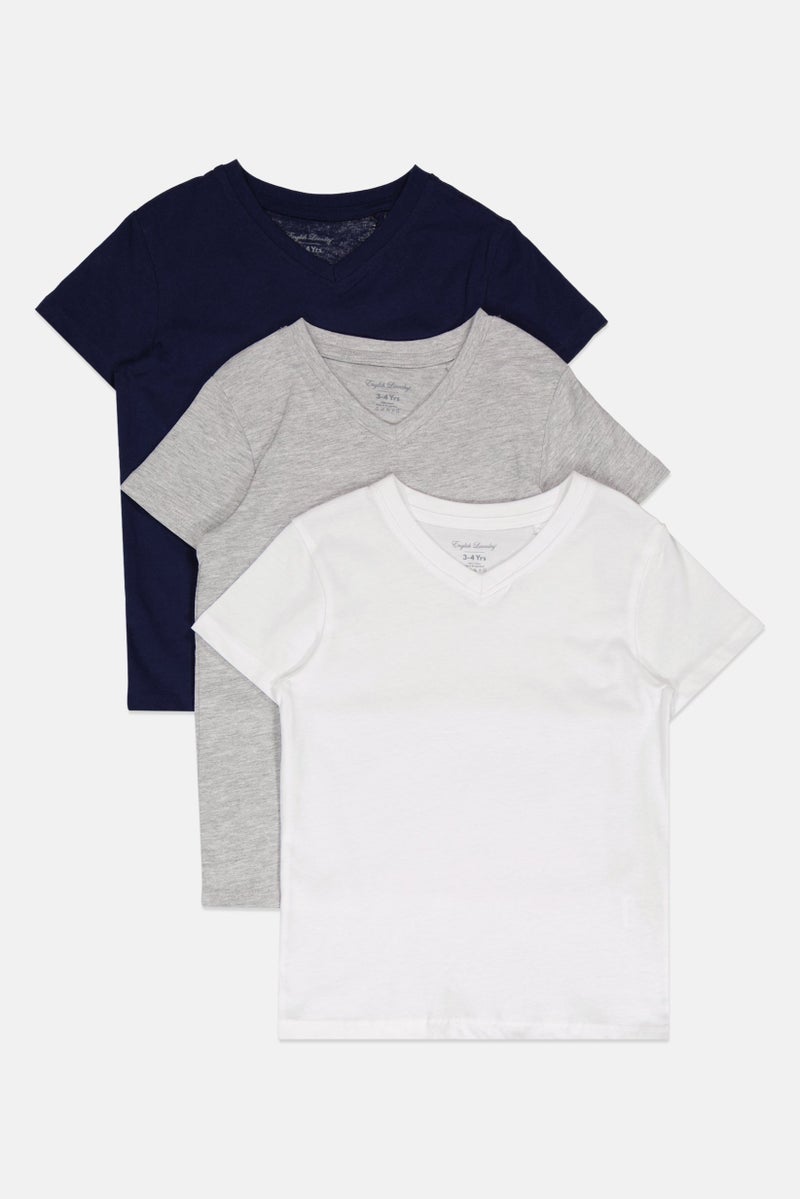 English Laundry Toddlers Boy 3 Pcs V-Neck Short Sleeves Heather T-Shirt Set, Multicolor  - Image 1
