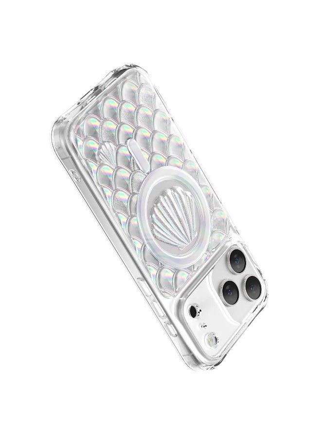 ليفيلو جراب MagSafe لهاتف iPhone 17 Pro Max Pearl 3D IML مع مصد مقاوم للصدمات وحواف مرتفعة للكاميرا والشاشة / أناقة مستوحاة من المحيط / غطاء خلفي مقاوم للصدمات - قزحي الألوان - Image 2