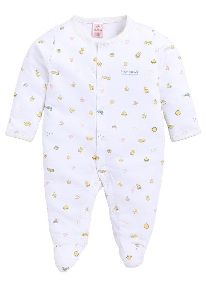 Dollar Junior Tiny Crews Baby Boys & Baby Girls Shoe Romper - White, 1-3M - Image 1