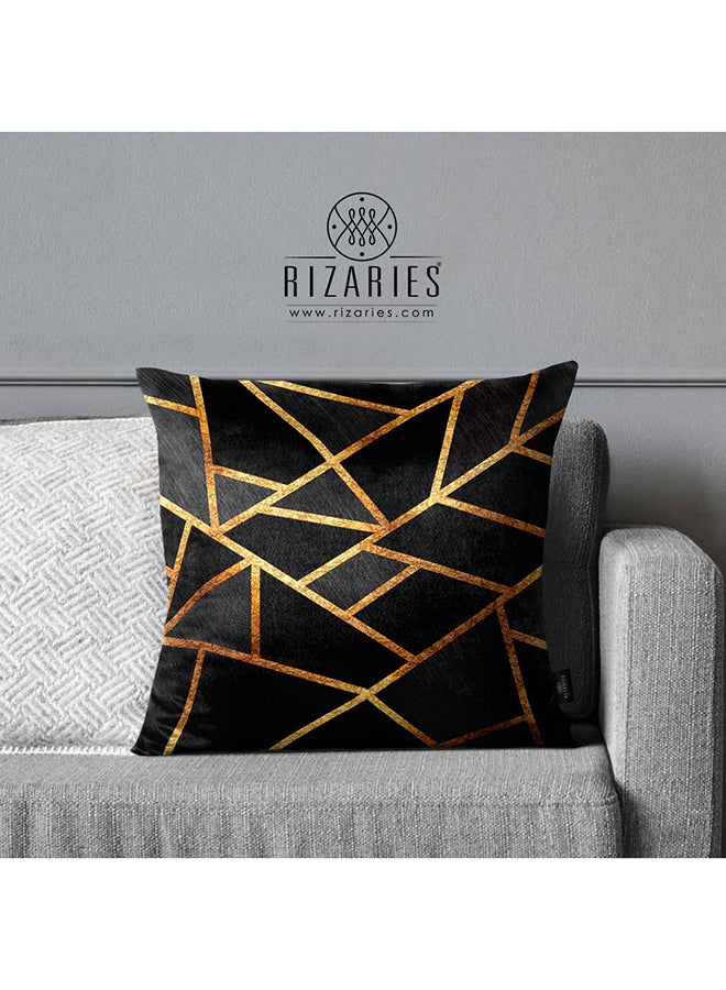 RIZARIES SuperSoft Black & Gold Stone Throw Cushion  - Image 1