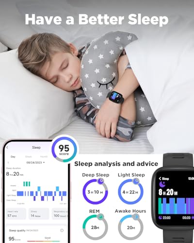 BIGGERFIVE Smart Watch for Kids, 1.8" Fitness Tracker Watch Pedometer, Heart Rate, IP68 Waterproof, Sleep Monitor, Calorie Step Counter, 5 Puzzle Games with/Without APP for Girls Boys Teens 5-16 - Image 4