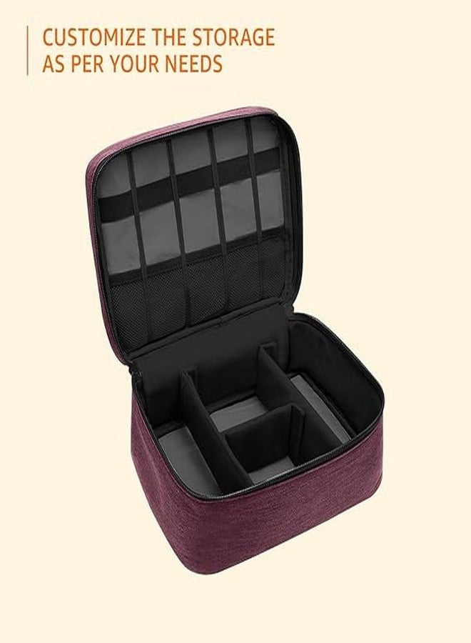 Bloriza Travel Organizer Bag for Electronic Accessories | Waterproof Storage Case with Flexible Padded Dividers & Foam Padding for Cables, Chargers, Hard Disk & Power Bank (Maroon) - Image 5