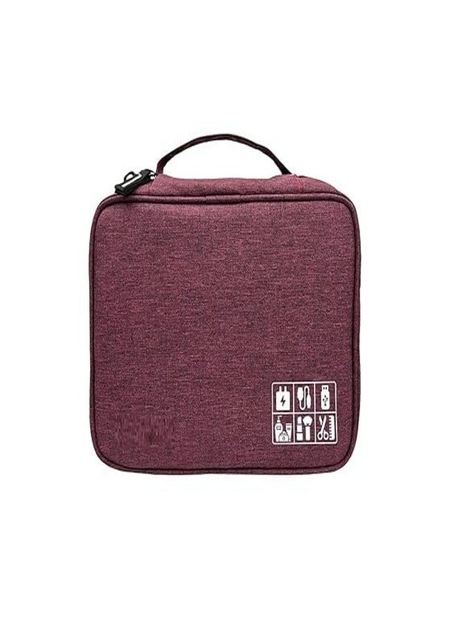 Bloriza Travel Organizer Bag for Electronic Accessories | Waterproof Storage Case with Flexible Padded Dividers & Foam Padding for Cables, Chargers, Hard Disk & Power Bank (Maroon) - Image 1
