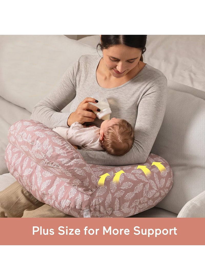 bbet Nursing Pillow for Breastfeeding, Plus Size Breastfeeding Pillows for More Support, with Adjustable Waist Strap and Removable Cotton Cover, Spring Leaves - Image 4