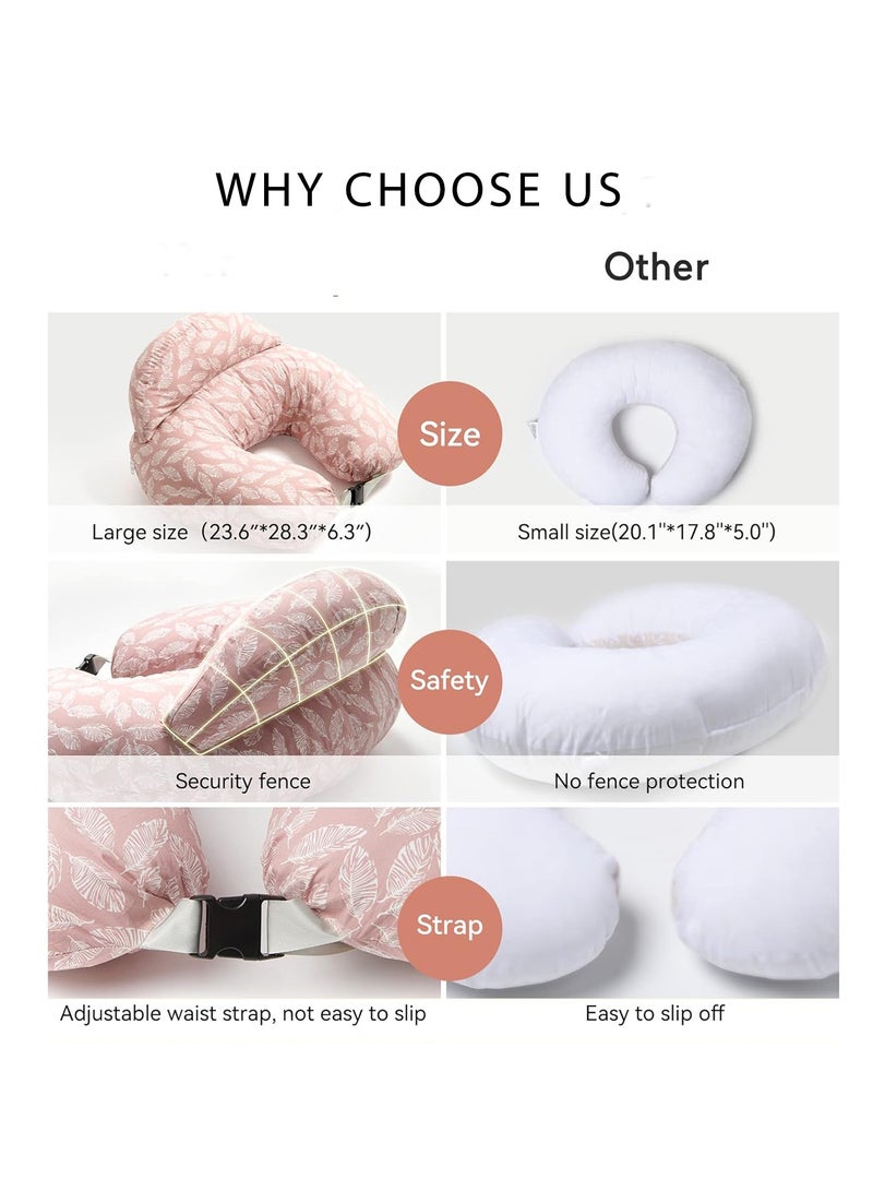 bbet Nursing Pillow for Breastfeeding, Plus Size Breastfeeding Pillows for More Support, with Adjustable Waist Strap and Removable Cotton Cover, Spring Leaves - Image 3