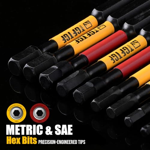 TGFTGF Impact Hex Head Allen Wrench Drill Bit Set, 24PCS, 4-inch (Metric & SAE), Premium S2 Steel 1/4" Hex-Shank Hex Bit Set, CNC Machined Magnetic Screwdriver Bit Set, Storage Box, Automotive Home - Image 4