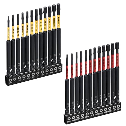 TGFTGF Impact Hex Head Allen Wrench Drill Bit Set, 24PCS, 4-inch (Metric & SAE), Premium S2 Steel 1/4" Hex-Shank Hex Bit Set, CNC Machined Magnetic Screwdriver Bit Set, Storage Box, Automotive Home - Image 1