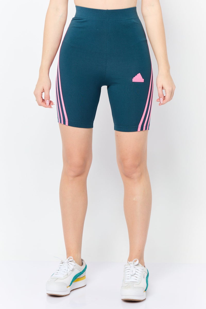 Adidas Women Sportswear Fit Pull On Training Shorts, Teal Blue - Image 1