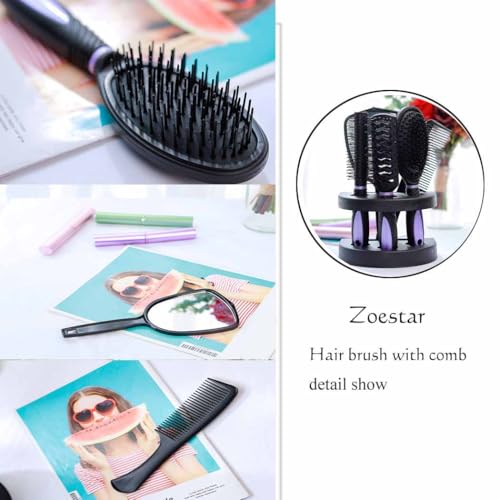 Zoestar 5Pcs Hair Brush and Comb Set for Women and Men (A-Purple) - Image 5