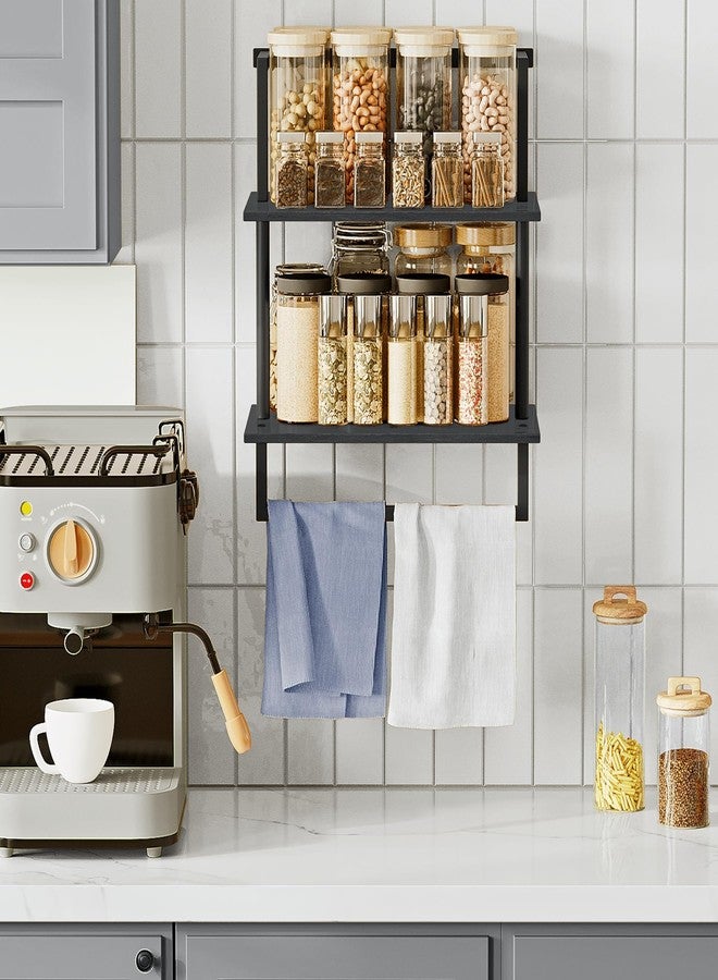yeavs Wall Mounted Towel Rack for Bathroom, Bath Storage Holder 3-Tier Steel Wood Towel Shelf with Bar, Black - Image 4