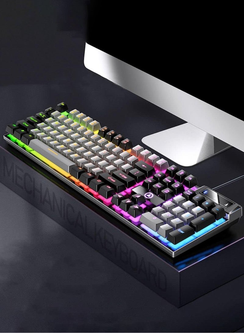 LOOPITYS Floating Gaming Keyboard RGB Backlit Keyboard USB Wired Mechanical Keyboard Ergonomic Portable Keyboard for Computer Laptop Light Up Keyboard Cool Gaming Accessories - Image 1
