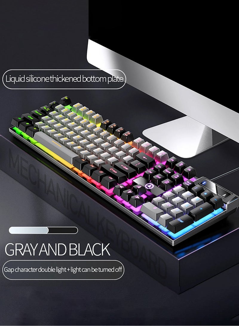 LOOPITYS Floating Gaming Keyboard RGB Backlit Keyboard USB Wired Mechanical Keyboard Ergonomic Portable Keyboard for Computer Laptop Light Up Keyboard Cool Gaming Accessories - Image 2