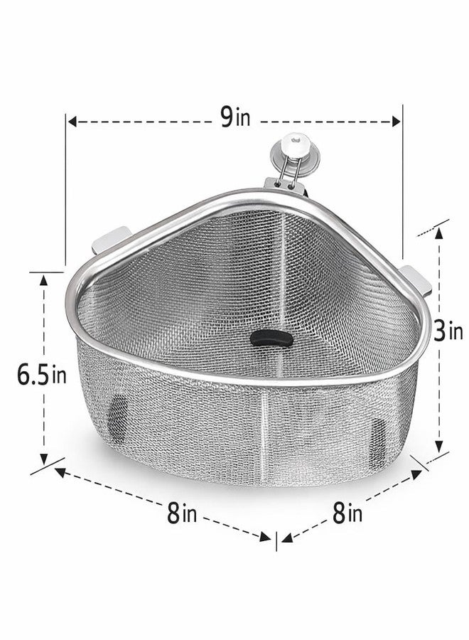 ABTER Sink Corner Hanging Mesh Basket with Adhesive Hook, Stainless Steel Drain Basket for Kitchen Sink - Image 2