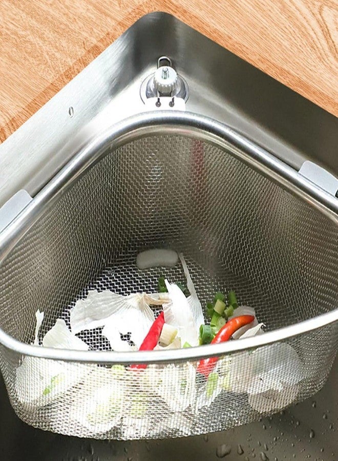 ABTER Sink Corner Hanging Mesh Basket with Adhesive Hook, Stainless Steel Drain Basket for Kitchen Sink - Image 3