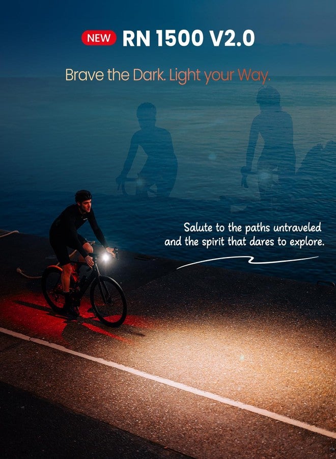Magicshine RN1500 V2.0 1500Lumen Smart Bike Light, USB-C Rechargeable IPX7 Waterproof Cycling Front Light for Road Urban Mountain Biking Night Riding - Image 2